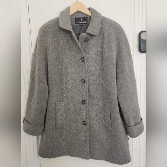 Vintage London Fog Coat Jacket Womens 10 Gray Wool Blend Lined Button Up - Picture 3 of 12